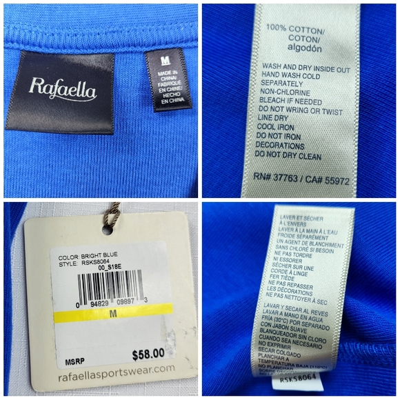 Rafaella Bright Blue OPEN CARDIGAN Womens Size M Studded Cotton 3/4 Sleeve NWT - Picture 10 of 15